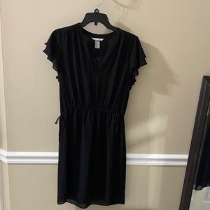 H&M Black Midi Dress with Ruffle Sleeves
